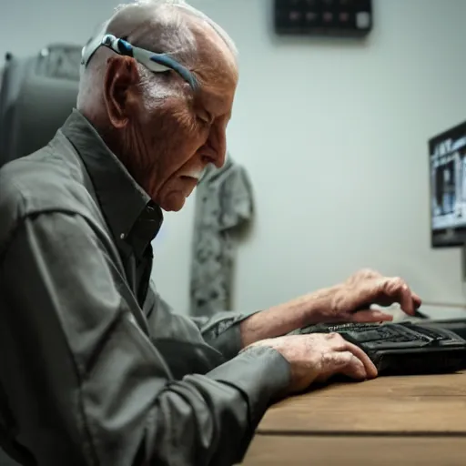 Image similar to old man playing csgo