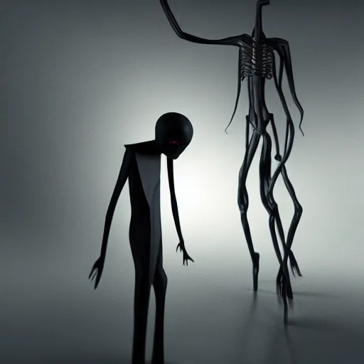 Prompt: fearsome slender man luring in dark, hyper realistic, detailed, 4 k, octane render, 4 k, dark color
