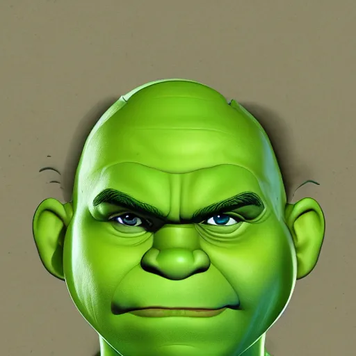 Image similar to Digital painting of Shrek as The Hulk