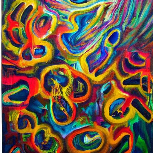 Image similar to eclectic regurgitation, oil on canvas