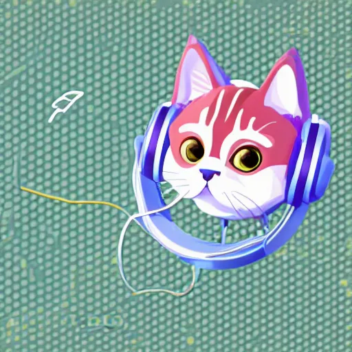 Prompt: vector logo of cute cat listening to music, melodic, dreamy, isometric, adorable, octane render, golden ratio, 4k UHD, iconic design
