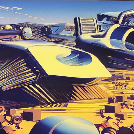 Image similar to surreal summer magnesium, art by syd mead and john berkey and annie leibovitz