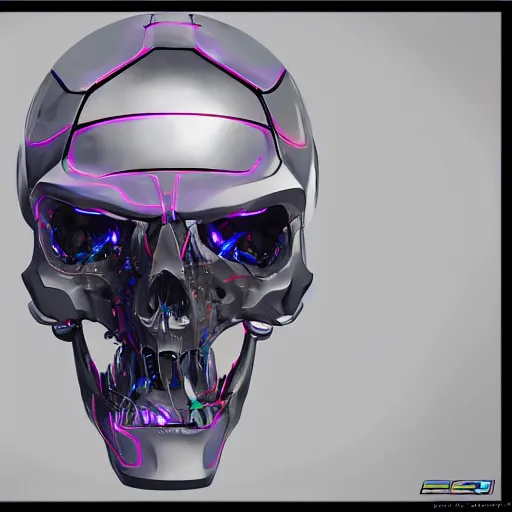 Image similar to mecha skull ronin, 8k, digital painting, futuristic, hyperdetailed, black neon lights, trending on CG society