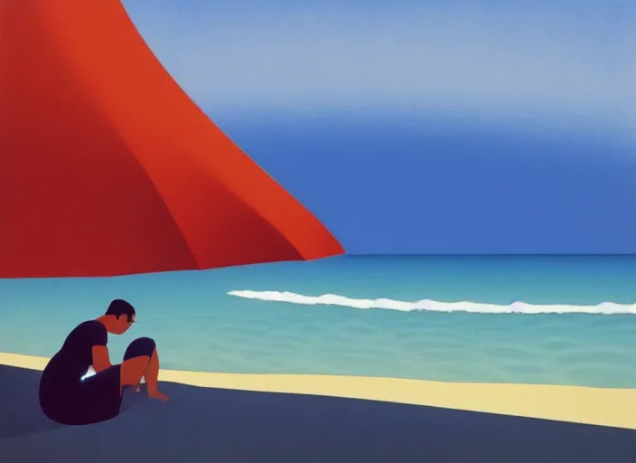 Image similar to on the beach, kenton nelson, hiroshi nagai