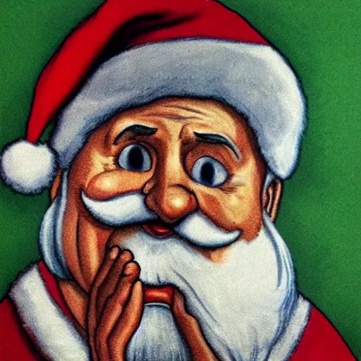 Prompt: a drunk santa crying, no sobriety, shopping mall, highly detailed