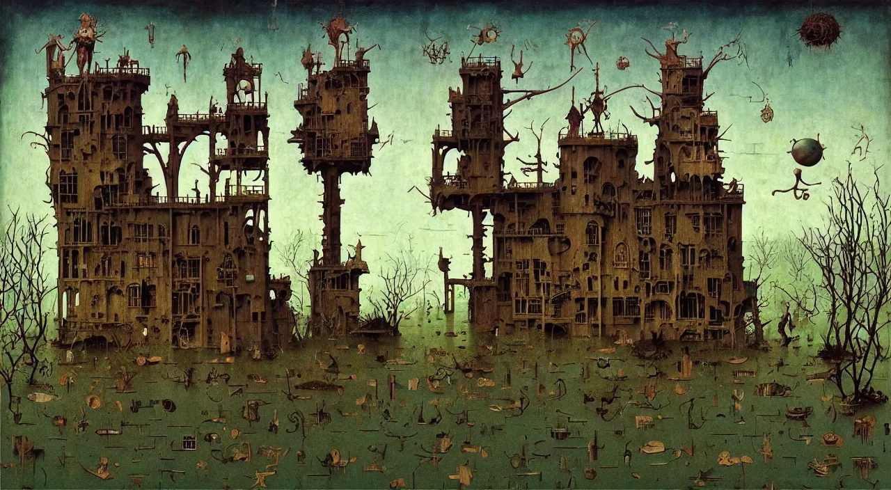 Image similar to single flooded simple!! skeleton tower anatomy, very coherent and colorful high contrast masterpiece by norman rockwell franz sedlacek hieronymus bosch dean ellis simon stalenhag rene magritte gediminas pranckevicius, dark shadows, sunny day, hard lighting