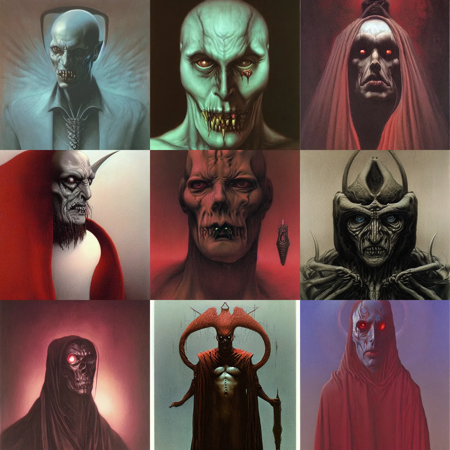 Image similar to inquisitor of Mephistopheles portrait by gerald brom and Zdzisław Beksiński, darkwave