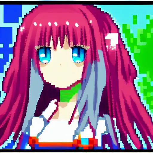 Prompt: pixel art of an anime girl