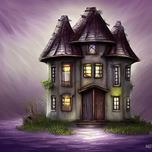 Image similar to house in the style of angrymikko, digital painting, fantasy art