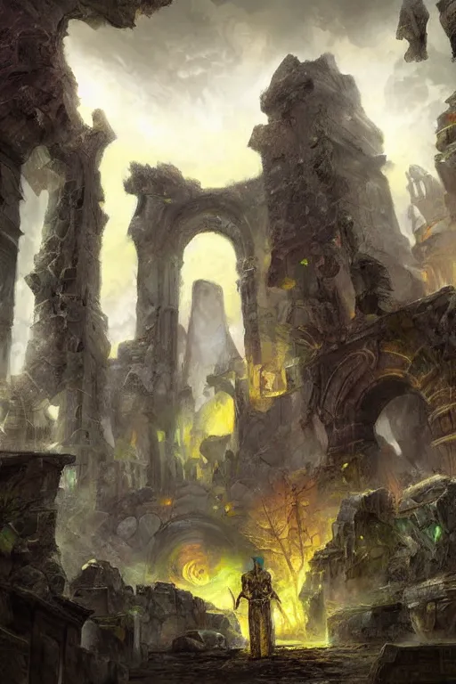 Image similar to digital painting detailed ruins magic the gathering by Cliff Childs