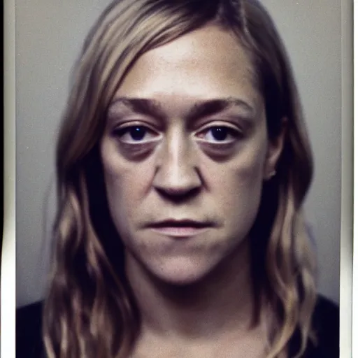 Image similar to Mugshot Portrait of Chloe Sevigny, taken in the 1970s, photo taken on a 1970s polaroid camera, grainy, real life, hyperrealistic, ultra realistic, realistic, highly detailed, epic, HD quality, 8k resolution, body and headshot, film still, front facing, front view, headshot and bodyshot, detailed face, very detailed face