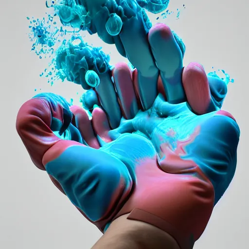 Image similar to open hand as a 3D object, a computer rendering by Alberto Seveso, behance, generative art, rendered in cinema4d, octane render, photoillustration