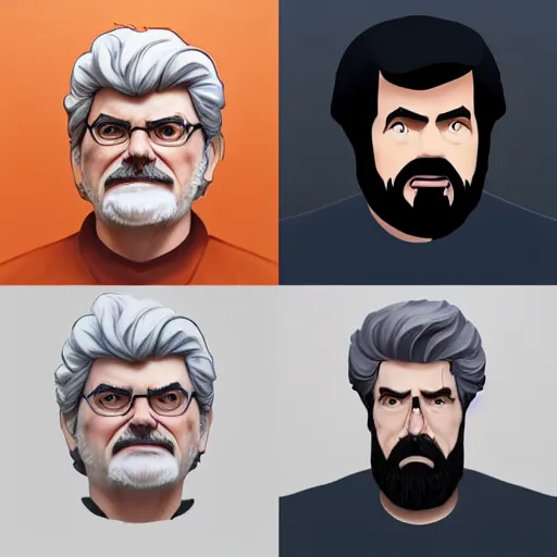 Image similar to face icon stylized minimalist george lucas, loftis, cory behance hd by jesper ejsing, by rhads, makoto shinkai and lois van baarle, ilya kuvshinov, rossdraws global illumination