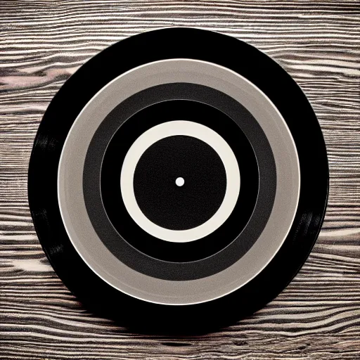 Image similar to an ortographic view photograph of a black framed vinyl record