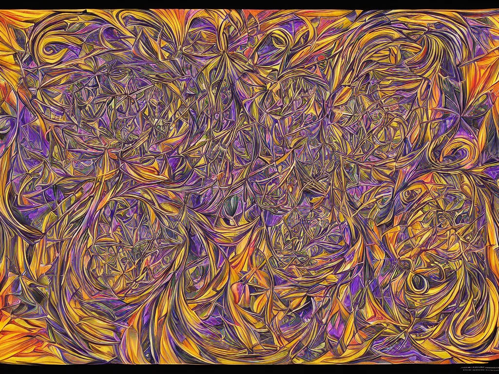 Image similar to expression of mind-matter interaction through death by Alex Grey and M. C. Escher collaboration, digital painting, Groundcore