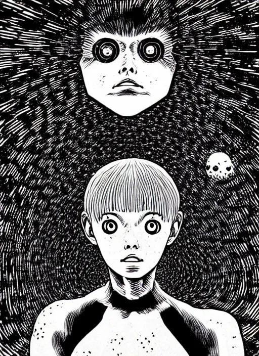 Prompt: what's inside a black hole, junji ito