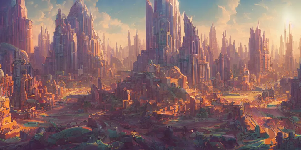 Image similar to a busy and thriving city of Atlantis at the height of it's power in the style of Sylvain Sarrailh, beautiful digital art, cinematic composition, detailed, concept art, Matt painting, oil painting, high res