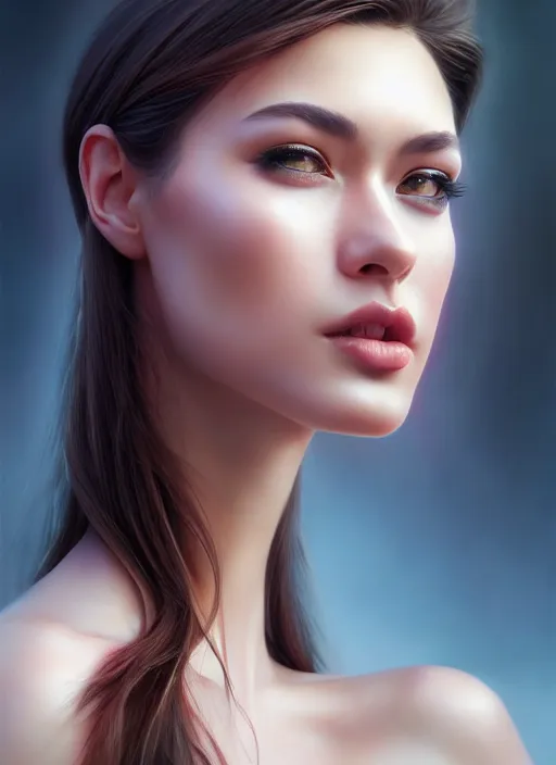 Image similar to photo of a gorgeous young woman in the style of stefan kostic, realistic, sharp focus, 8k high definition, insanely detailed, intricate, elegant, art by stanley lau and artgerm