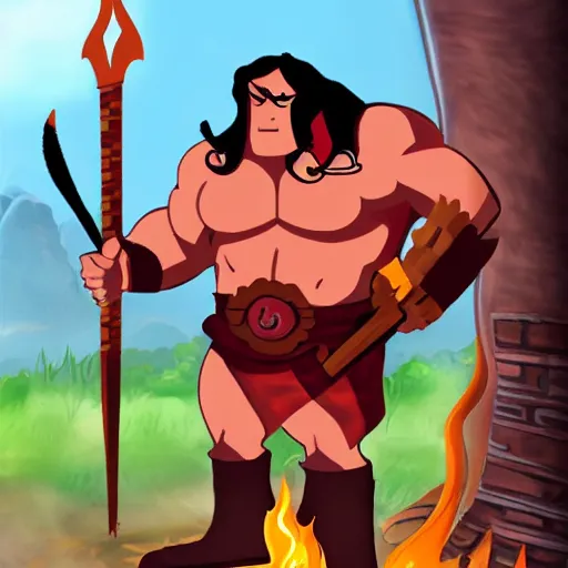 Image similar to conanw the barbarian as a barbecue