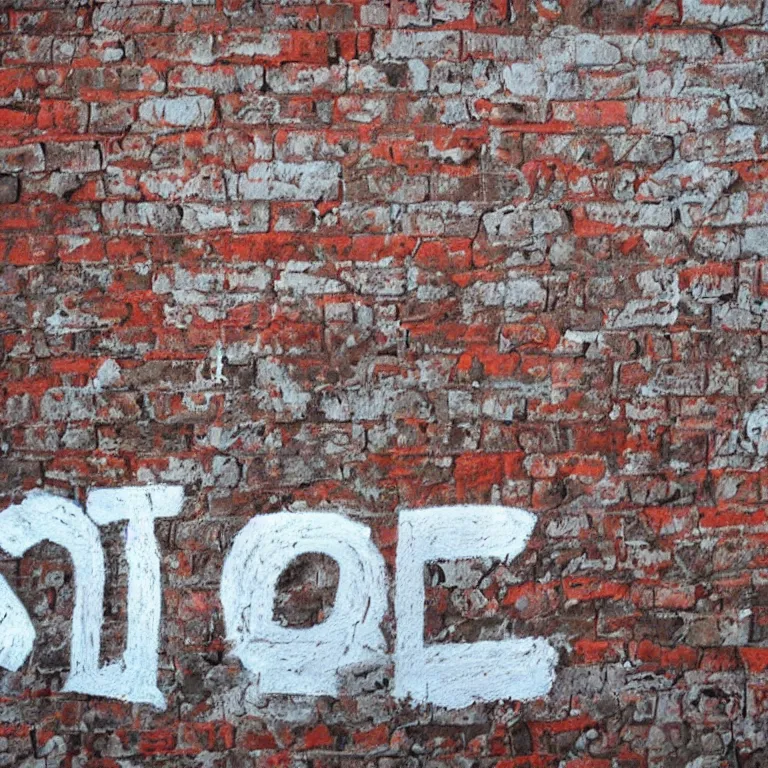 Prompt: “the letter h spray painted on a brick wall”