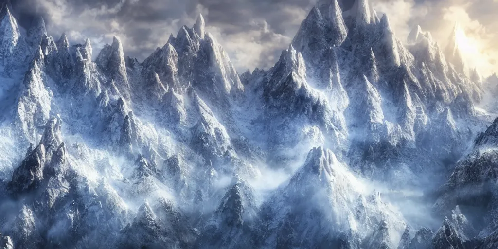 Prompt: a hyper realistic professional photographic view picture of a heavenly snow mountain, photographic filter unreal engine 5 realistic hyperdetailed 8k ultradetail cinematic concept art volumetric lighting, fantasy artwork, very beautiful scenery, very realistic painting effect, hd, hdr, cinematic 4k wallpaper, 8k, ultra detailed, high resolution, artstation trending on artstation in the style of Albert Dros glowing rich colors powerful imagery nasa footage drone footage drone photography