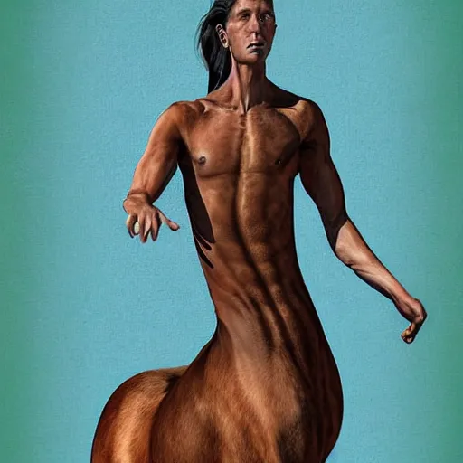 Image similar to half human, half horse. digital art