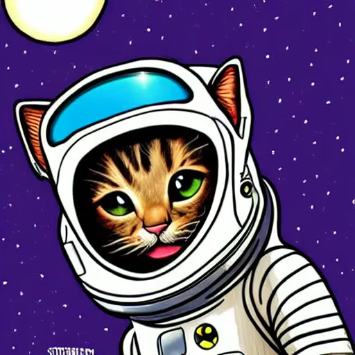 Image similar to cat astronaut in spacesuit, by Tim Shumate