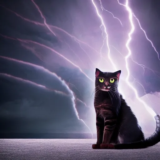 Prompt: tornado cat, realistic, cinematic lighting, octane render