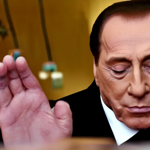 Prompt: Silvio Berlusconi sniffing cocaine