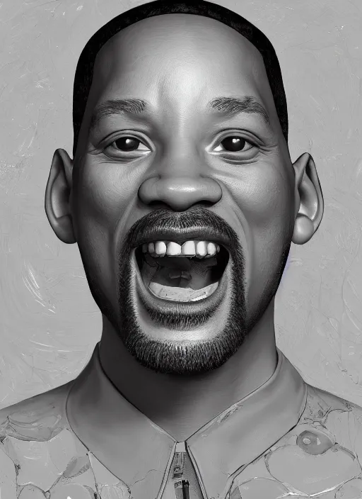 Prompt: anthropomorphic portrait of will smith as half goat, au naturel, hyper detailed, digital art, trending in artstation, cinematic lighting, studio quality, smooth render, unreal engine 5 rendered, octane rendered, art style by klimt and nixeu and ian sprigger and wlop and krenz cushart