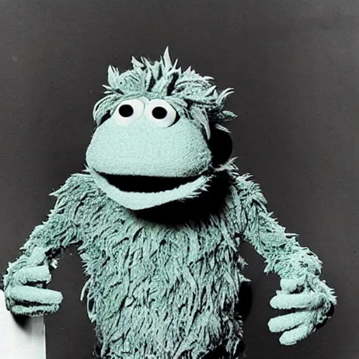 Image similar to “ a still of weed monster muppet from a violent muppet show from 1 9 8 0 ”