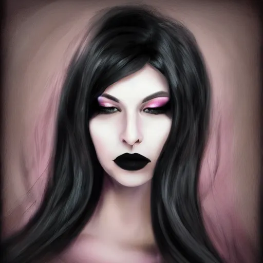 Image similar to realistic portrait of dark goth beauty