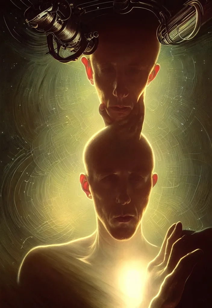 Image similar to Maynard James Keenan being abducted by aliens, close up, 80mm, dark light night, intricate, elegant, sharp focus, illustration, highly detailed, digital painting, concept art, matte, art by WLOP and Artgerm and Greg Rutkowski and Alphonse Mucha, masterpiece