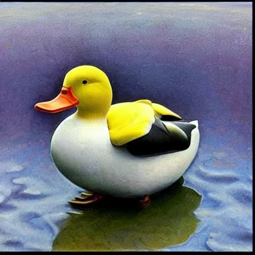 Prompt: oh my god, the duck, don't look at him, surrealism, dreamcore