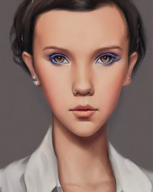 Prompt: amazing portrait of millie bobby brown, artgerm, digital art