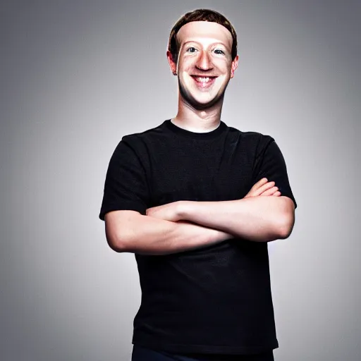 Prompt: 4 k highly detailed portrait photography of mark zuckerberg smiling happy and satisfied