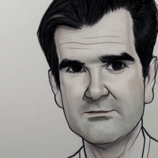 Prompt: close up of jimmy carr paying his tax return, pencil sketch caricature