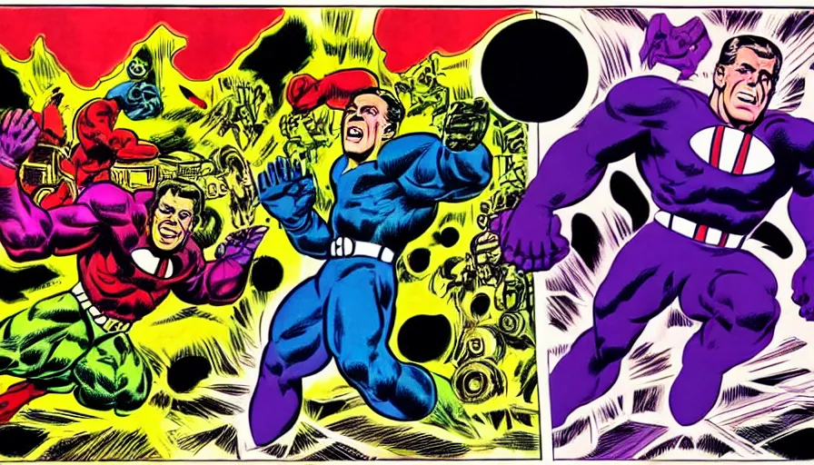 Prompt: the two complementary forces that make up all aspects and phenomena of life, by Jack Kirby