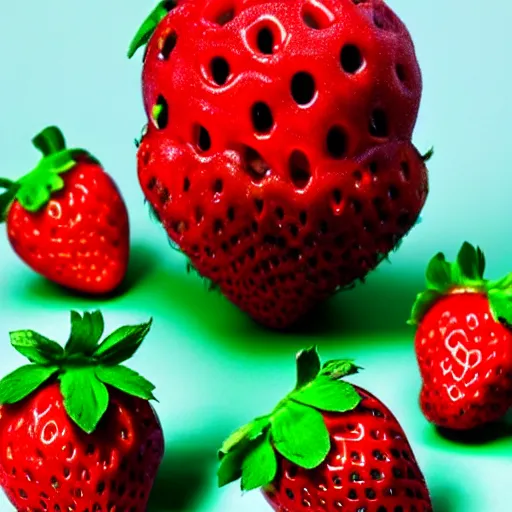 Image similar to matt berry as a strawberry, head of a strawberry, high definition