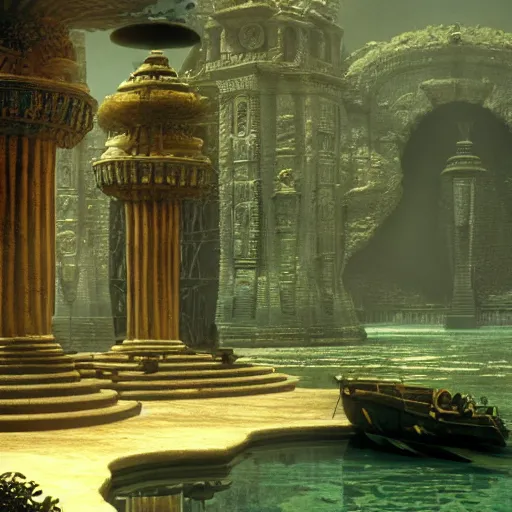 Prompt: the lost city of atlantis, octane render, john atkinson grimshaw