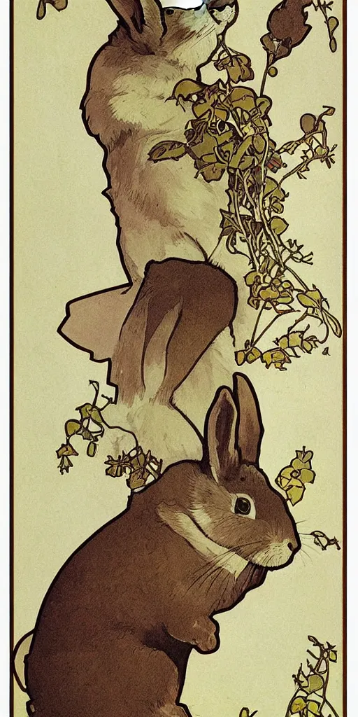 Image similar to a rabbit on a poster by mucha