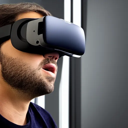 Image similar to symmetry portrait of an adult male wearing a virtual reality headset, highly detailed, sharp focus, centered