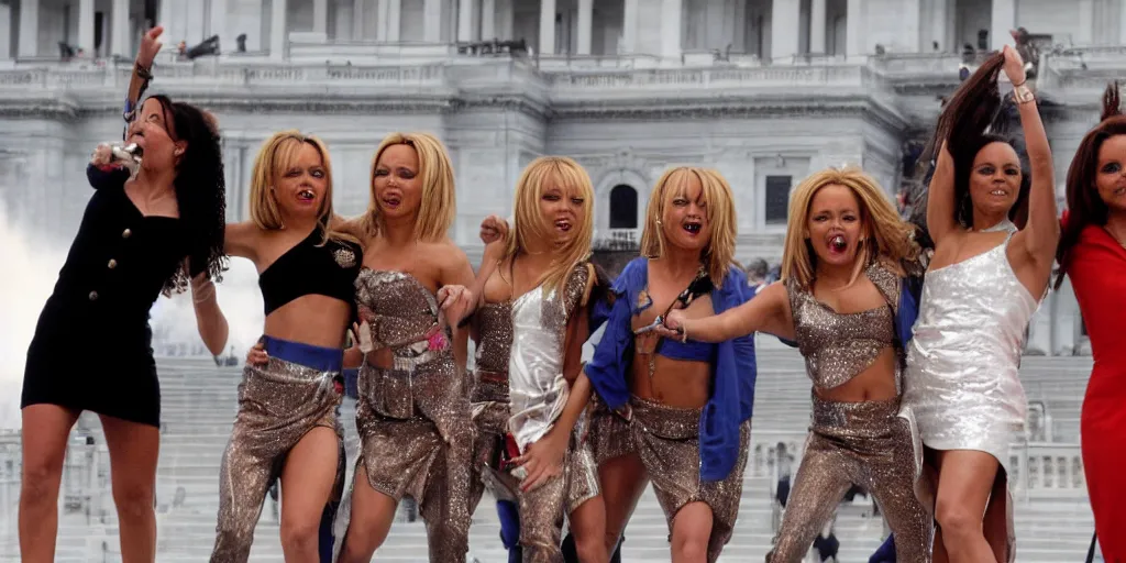 Prompt: the spice girls storm the capitol