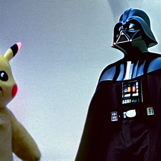 Prompt: movie still of Pikachu as Darth Vader