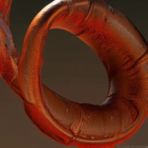 Image similar to the mobius loop covered with rust, digital painting, trending in Artstation, artstationHD, 4k, very very realistic, oil painting