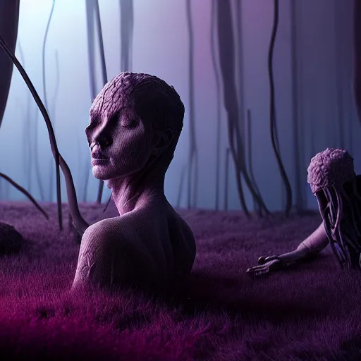 Image similar to rhizomuse lifeforms, diorama, stunning photo, artist impression, cgsociety, abstract sculpture, warm ambient lighting, glow, deep shadows, hyperdetailed, 8 k