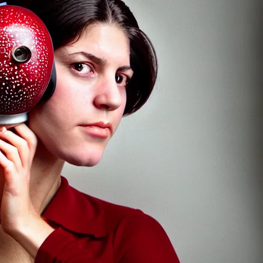 Prompt: beautiful jewish woman, cranberry helmet, studio light, bloom, detailed face, magazine, press, photo, steve mccurry, david lazar, canon, nikon, focus