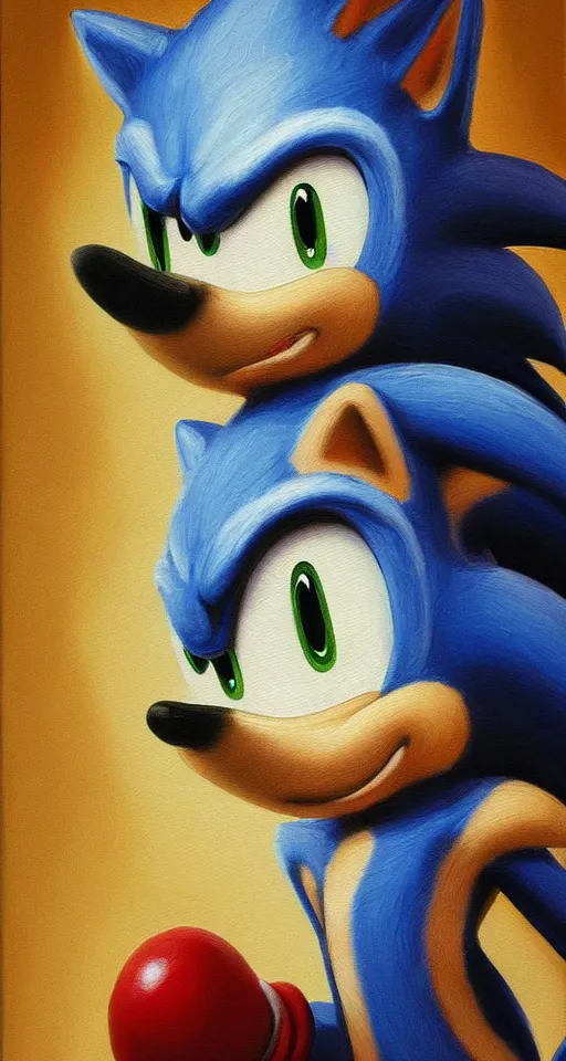 prompthunt: a distorted, surrealist painting of classic Sonic the