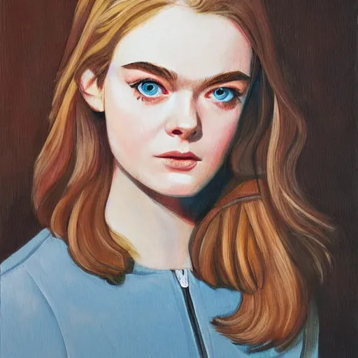 Prompt: professional painting of Elle Fanning in the style of Wally Wood, head and shoulders portrait, symmetrical facial features, smooth, sharp focus, illustration, intricate, stormy weather, extremely detailed masterpiece,
