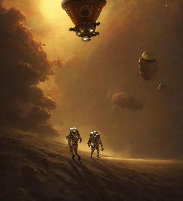 Image similar to astronaut walking out to corn spaceship, dnd, matte fantasy painting, deviantart artstation, by jason felix by steve argyle by tyler jacobson by peter mohrbacher, cinema